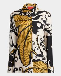 Marea-Print Button-Down Silk Boy Shirt