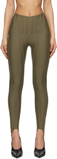 Mugler Khaki Corseted Leggings
