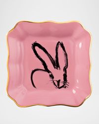Portrait Plate with Gold Rim - Pink
