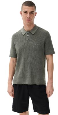 Alex Mill Jayce Polo In Cotton Linen Heather Olive L