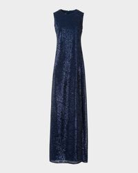 Diagonal Sequined Georgette Gown