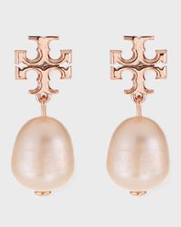 Kira Pearl-Drop Earrings, Rose Gold
