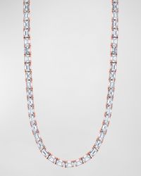 18K Gold East West Prong Set Emerald-Cut Diamond 16" Tennis Necklace, 12.50tcw