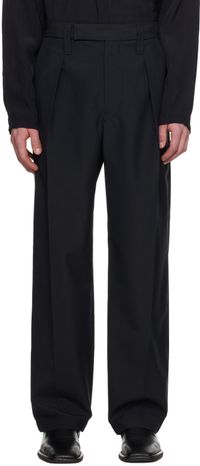 LEMAIRE Black One Pleat Trousers