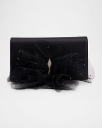 Bettina Tulle-Embellished Clutch Bag in Satin Crepe