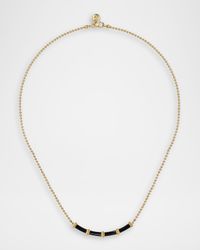 14K Yellow Gold Bujukan Bar Necklace with Black Enamel