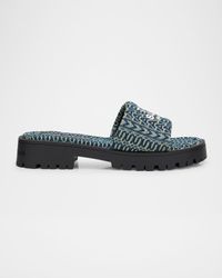 The Slide Monogram Denim Sandals