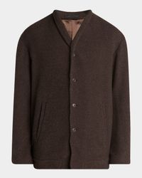 Men's Slant-Pocket Cashmere and Wool Cardigan
