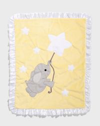 Elephant and Star Baby Blanket w/ Contrast Trim
