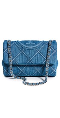 Tory Burch Fleming Soft Denim Small Convertible Shoulder Bag Denim One Size