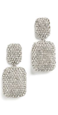 BaubleBar Silver Pave Holiday Earrings Clear One Size