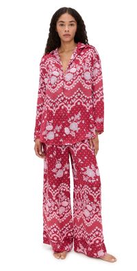 Free People Dreamy Days Pajama Set Cherry Combo XL