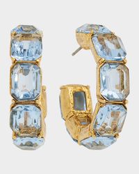 Baguette Crystal Hoop Earrings, Watermelon/Rainbow