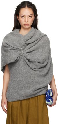 Dries Van Noten Pull gris en alpaga et laine mérinos