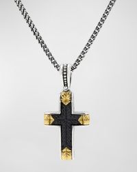 Men's Two-Tone Black Onyx Cross Pendant