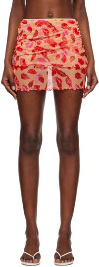 Marco Rambaldi Red Graphic Miniskirt