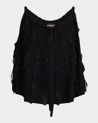 Ribbed Ruffle-Trim Halter Tank
