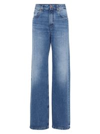 Women's Authentic Denim Loose Jeans with Shiny Tab - Medium Denim - Size 16