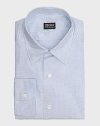 Men's Micro-Check Centoquaranta Cotton Sport Shirt
