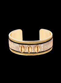 Hipanema - Bracelet jonc ajustable avec coquillages et strass - Taille Unique - Noir