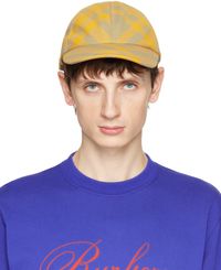 Burberry Casquette jaune et gris à carreaux