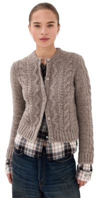 Acne Studios Yak Cotton Flannel Cardigan Beige Melange XXS