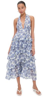 En Saison Odessa Maxi Dress Ivory Blue Multi M