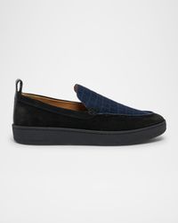 Men's Croco-Embossed Suede Moccasins