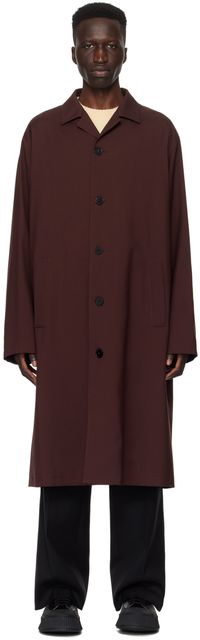 Jil Sander Burgundy Single-Breasted Coat