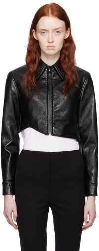 Recto Black Signature Detail Faux-Leather Jacket