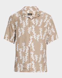 Men's Oasi Linen Printed Short-Sleeve Shirt