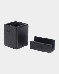 Monogrammed Leather Executive Desk Accessory Set