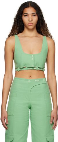 GANNI Green Suiting Tank Top