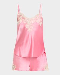 Gazebo Lace-Trim Silk Cami & Shorts Pajama Set