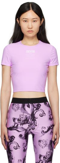 Versace Jeans Couture T-shirt mauve à logo et texte imprimés