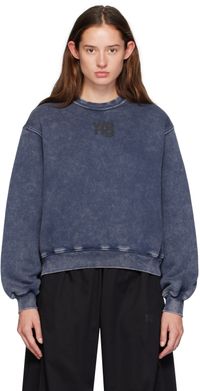 alexanderwang.t Pull molletonné bleu marine à logo en relief