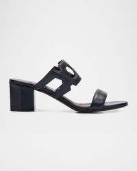 55mm Leather Link Block-Heel Sandals