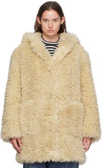 Stand Studio Manteau Elisa beige en peau retournée synthétique