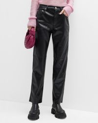 Vinni Mid-Rise Straight Leather Ankle Pants