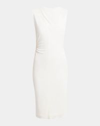 Cutout Shoulder-Drape Viscose Crepe Jersey Cocktail Dress