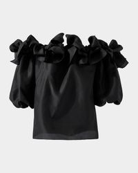 Bow Off-The-Shoulder Puff-Sleeve Top
