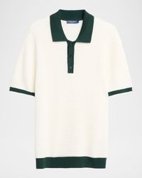 Men's Vidal Contrast-Trim Cotton Crochet Polo Shirt