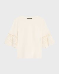 Amanda Floral Lace-Cuff Cotton T-Shirt