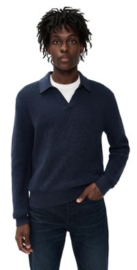 Madewell Shaker-Stitch Sweater Polo Cool Navy M