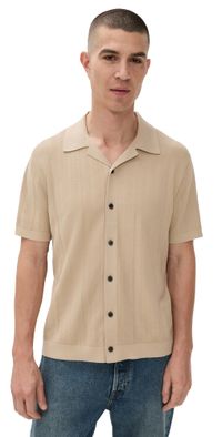 Theory Camp Collar Shirt in Cotton Twist Chino M