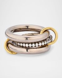 18K Gold and Black Rhodium Libra BG Ring with Diamond Band