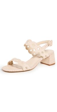 Larroudé Florence Broderie Sandal Heels Natural 5