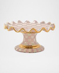 Rosy Check Ceramic Fluted Cake Stand