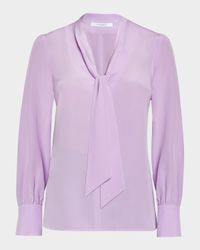 Francis Tie-Neck Crepe De Chine Blouse