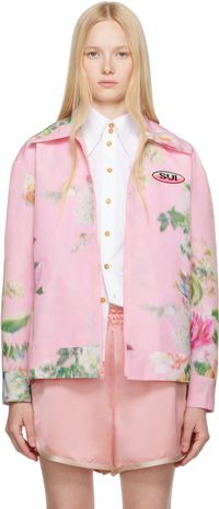 Anna Sui Pink Cabbage Rose Taffeta Jacket